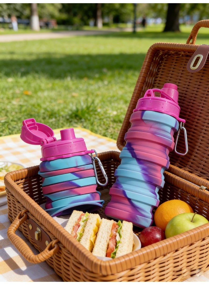 بيوينتي زجاجة مياه قابلة للطي ، لا تحتوي على BPA ، زجاجة مياه قابلة للطي من السيليكون ، مناسبة للسفر اللياقة البدنية للتخييم ، زجاجة مياه محمولة - Image 1